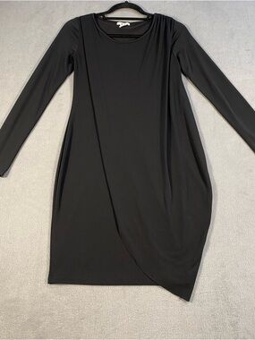 Bar III women’s black Long-Sleeve overlay Draped stretchy bodycon dress, size XS